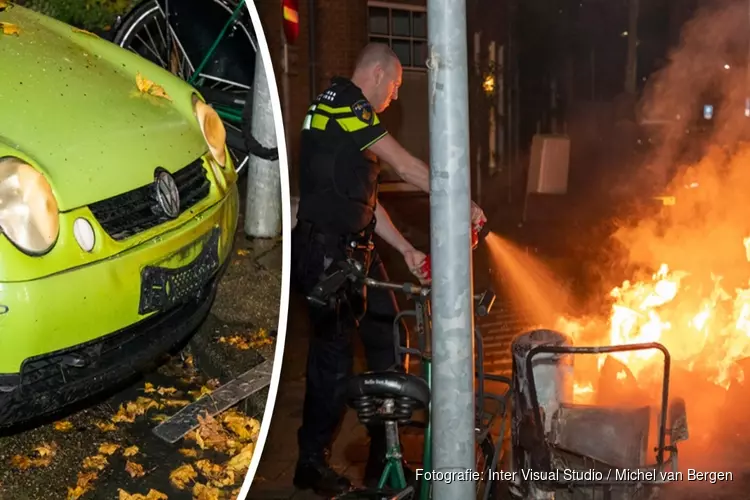 Auto beschadigd door brand in Haarlem-Noord