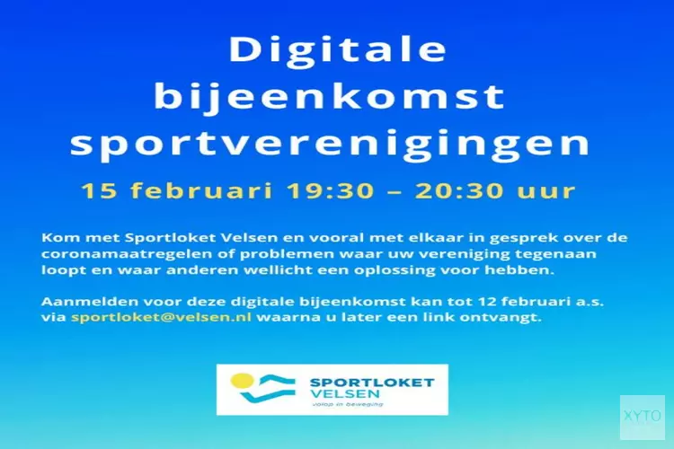 Digitale bijeenkomst sportverenigingen