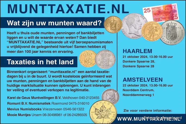 Taxatiedagen oude munten, penningen en bankbiljetten